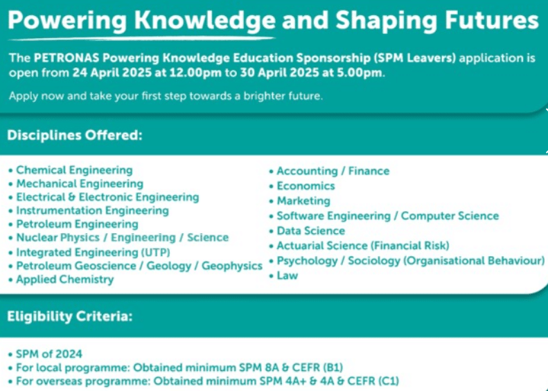 Biasiswa PETRONAS (PESP) 2025 – Untuk Lepasan SPM 2024